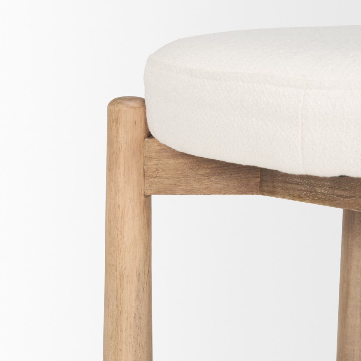 Shaiden Stool Brown Wood | Cream Fabric - ottoman-and-poufs