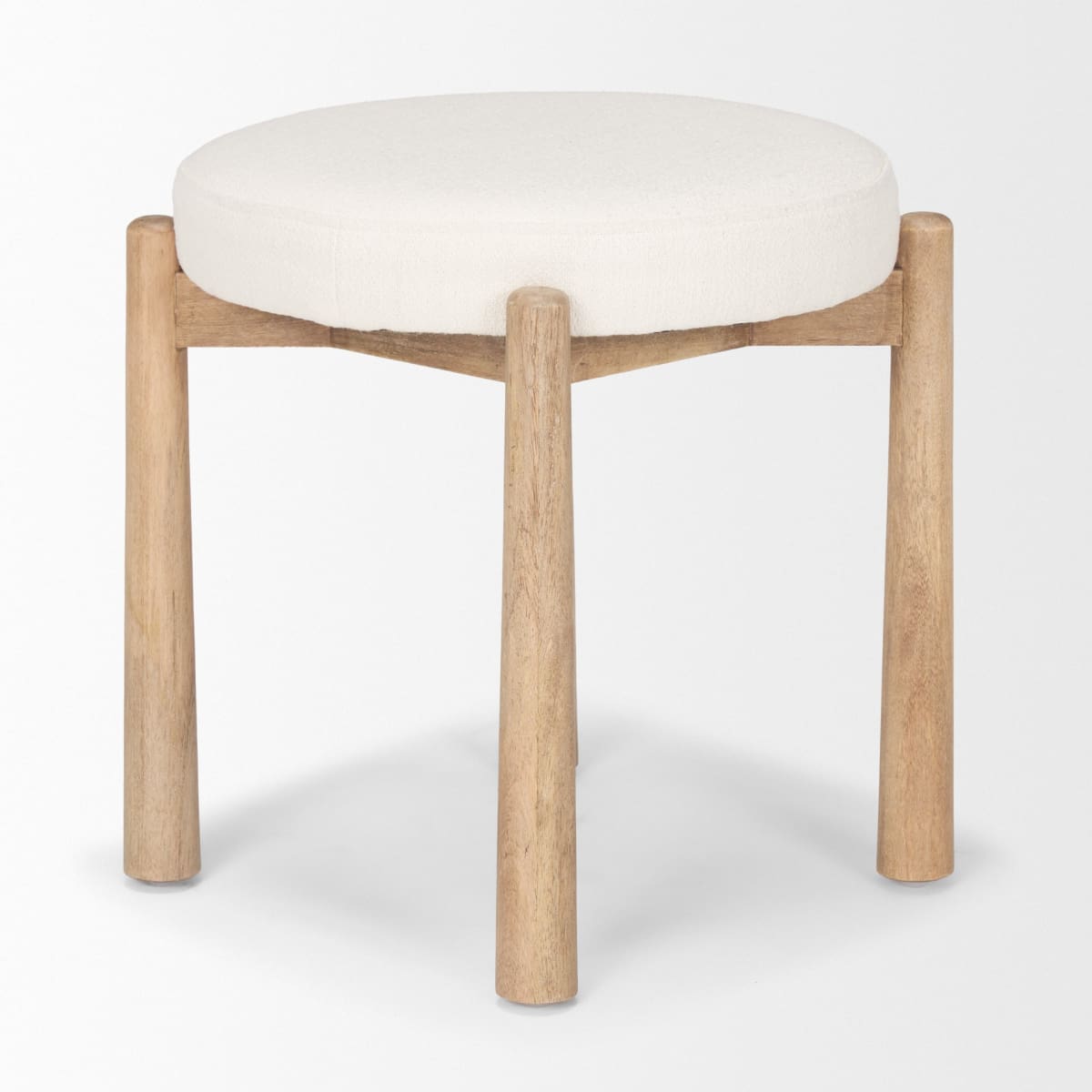 Shaiden Stool Brown Wood | Cream Fabric - ottoman-and-poufs