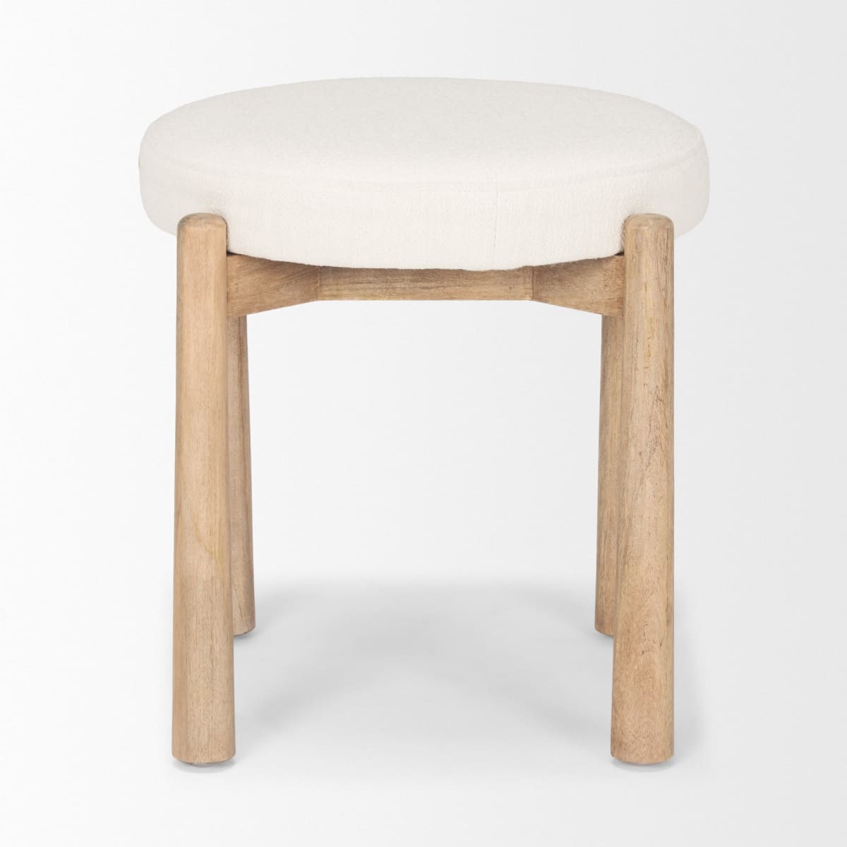 Shaiden Stool Brown Wood | Cream Fabric - ottoman-and-poufs