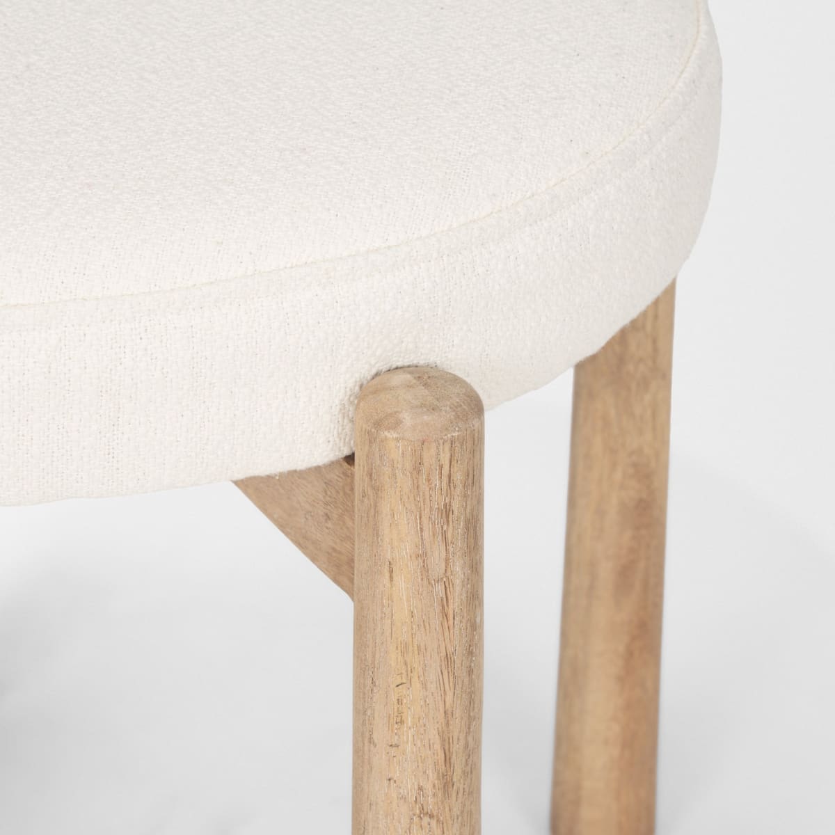 Shaiden Stool Brown Wood | Cream Fabric - ottoman-and-poufs