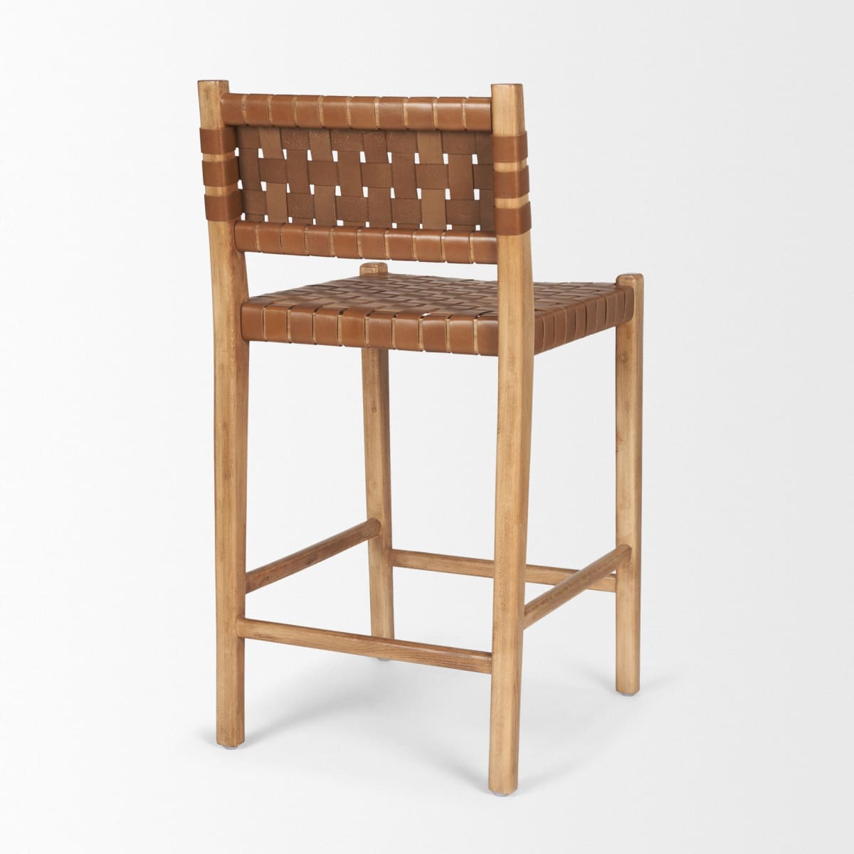 Shane Bar Counter Stool Brown Leather | Brown Wood - bar-stools