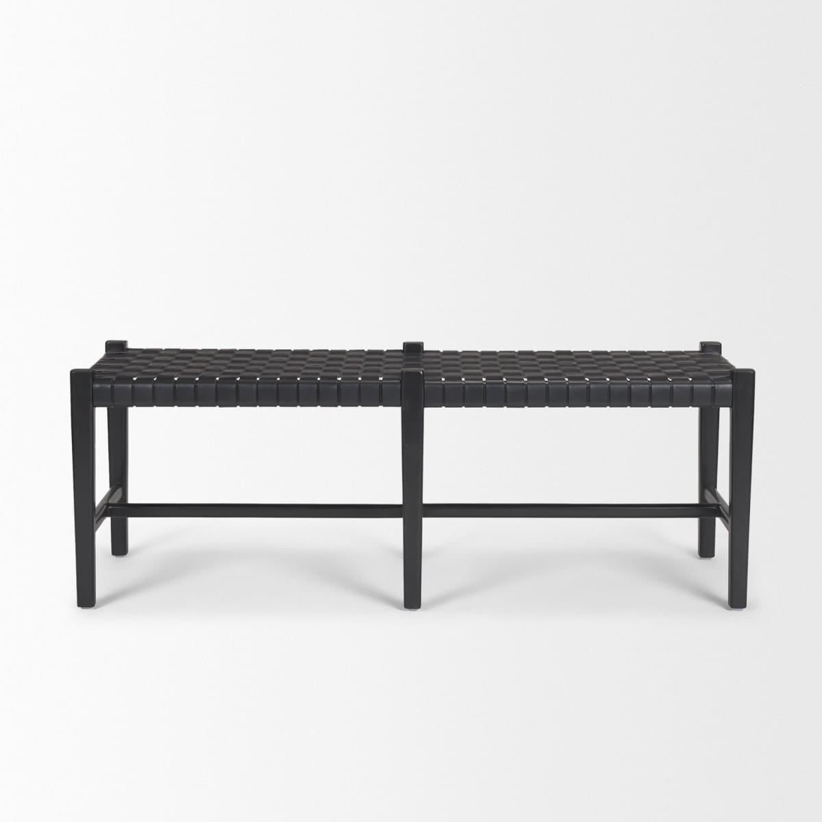 Shane Bench Black Leather | Black Wood - benches