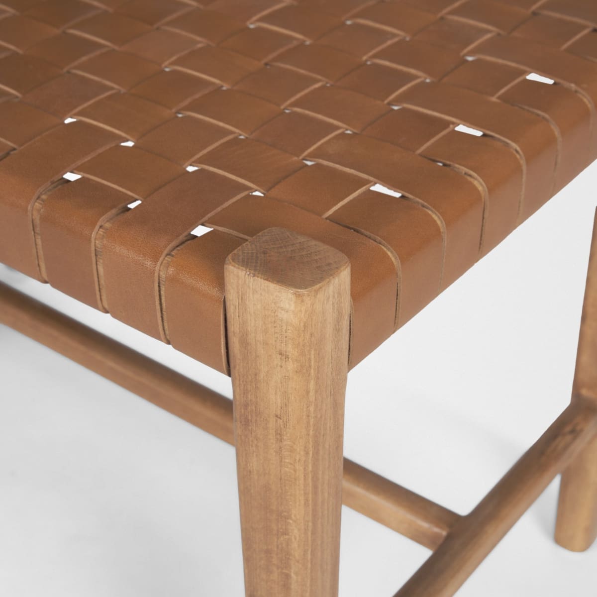 Shane Bench Brown Leather | Brown Wood - benches