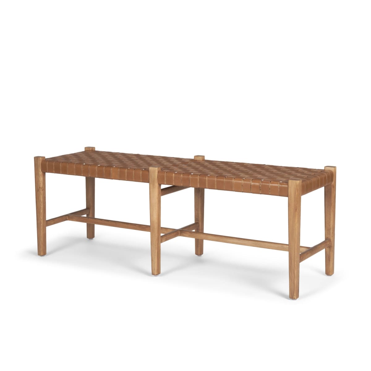 Shane Bench Brown Leather | Brown Wood - benches