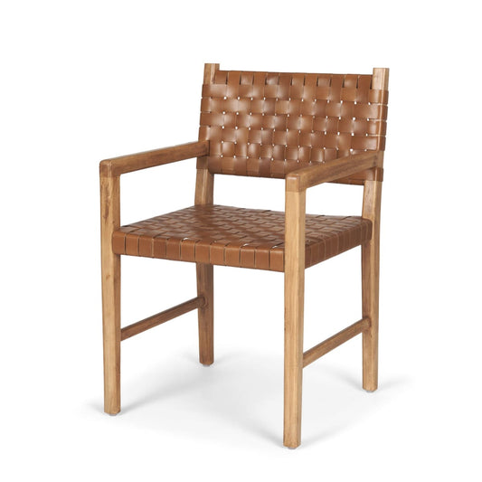 Shane Dining Chair Brown Leather | Brown Wood - dining-chairs