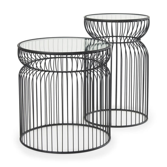 Shani Accent Table Black Metal | Glass - accent-tables