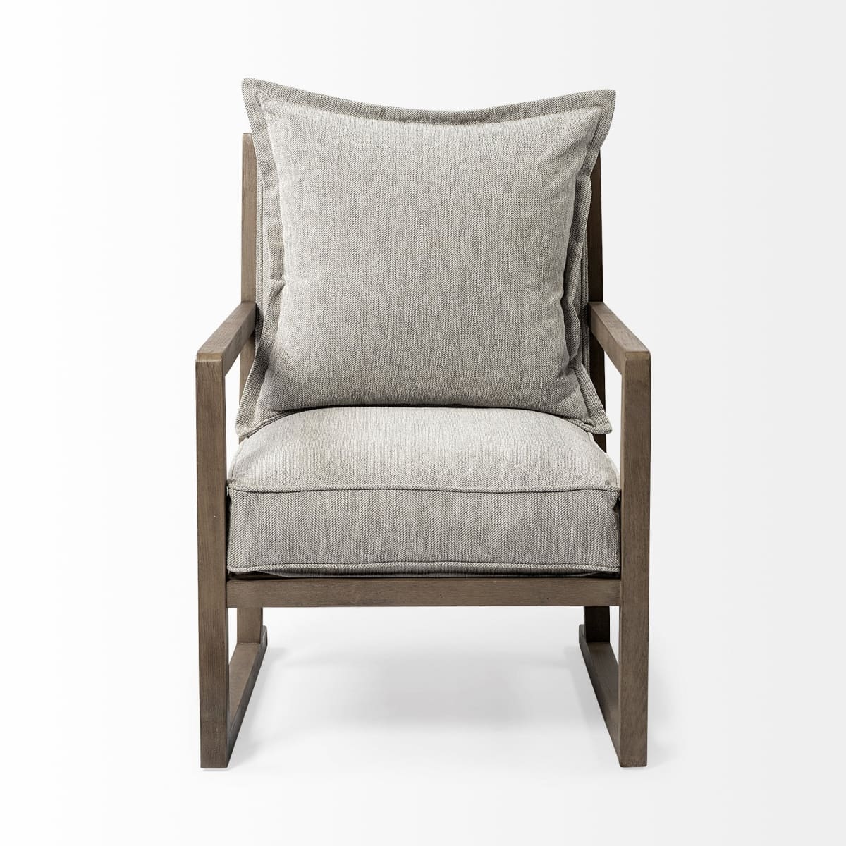 Sherlock Accent Chair Frost Gray Fabric | Brown Wood - accent-chairs