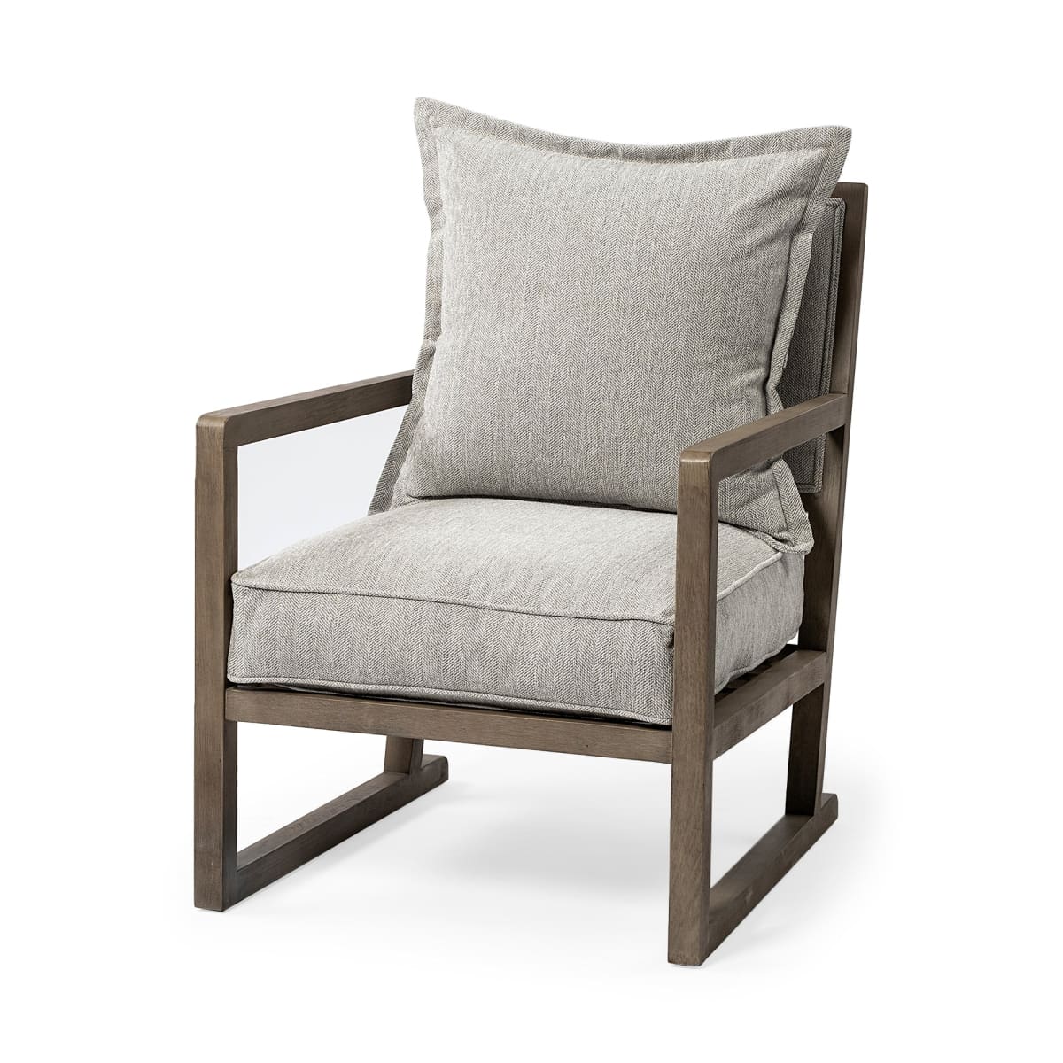 Sherlock Accent Chair Frost Gray Fabric | Brown Wood - accent-chairs