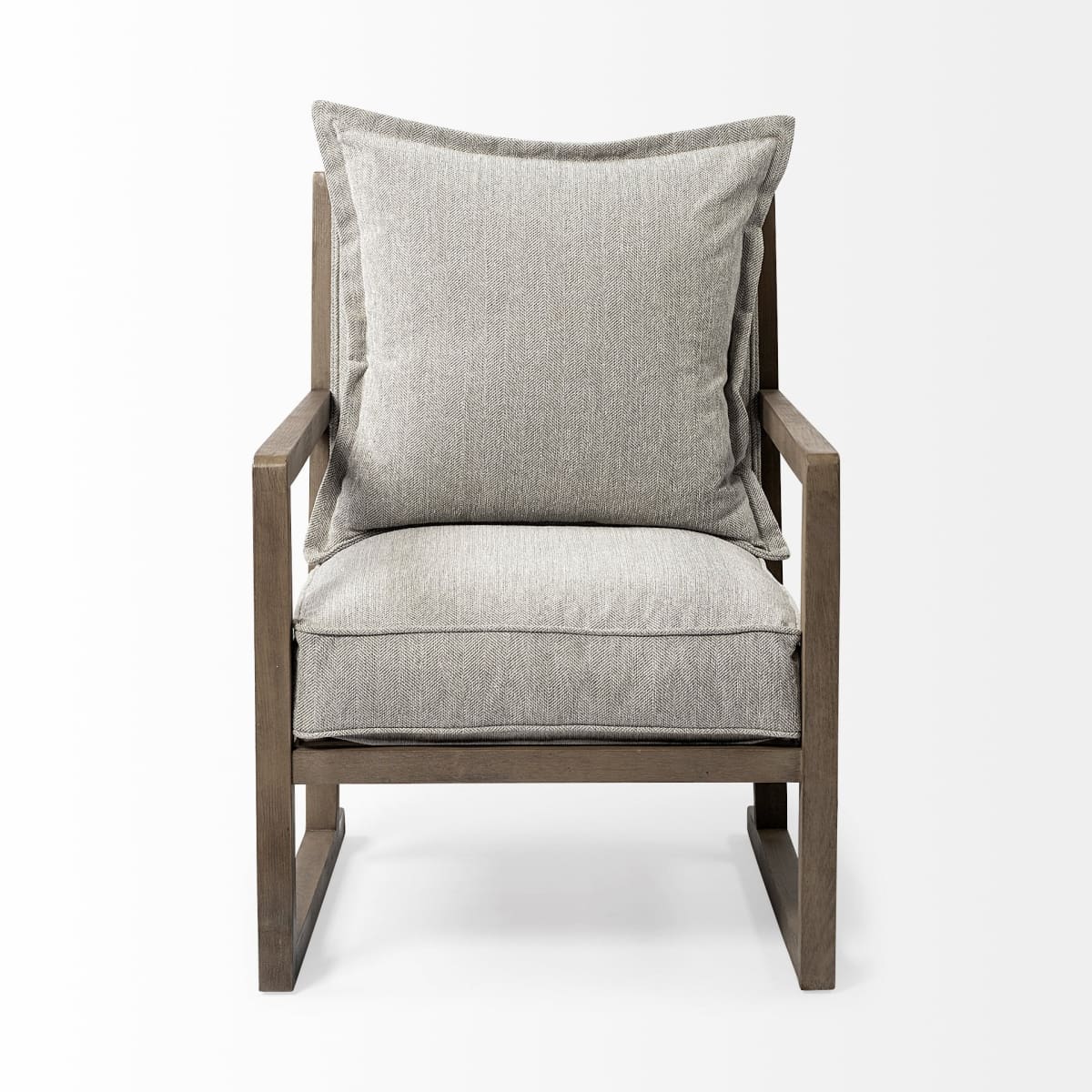 Sherlock Accent Chair Frost Gray Fabric | Brown Wood - accent-chairs