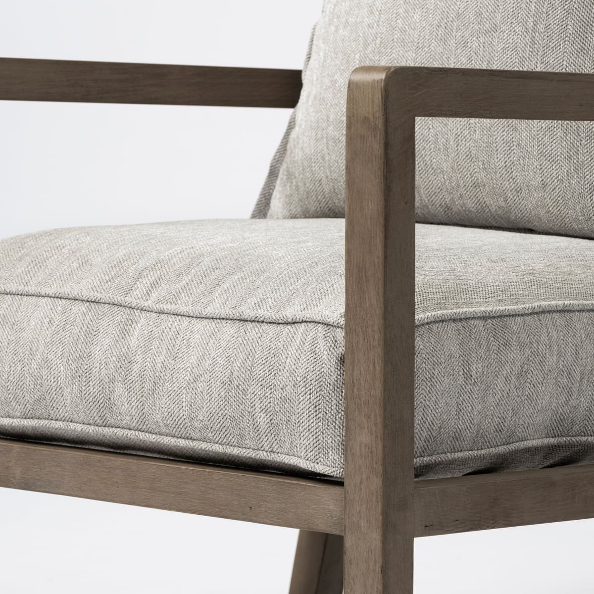 Sherlock Accent Chair Frost Gray Fabric | Brown Wood - accent-chairs