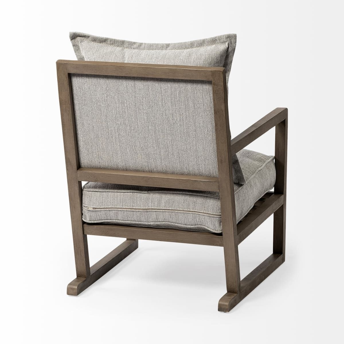 Sherlock Accent Chair Frost Gray Fabric | Brown Wood - accent-chairs