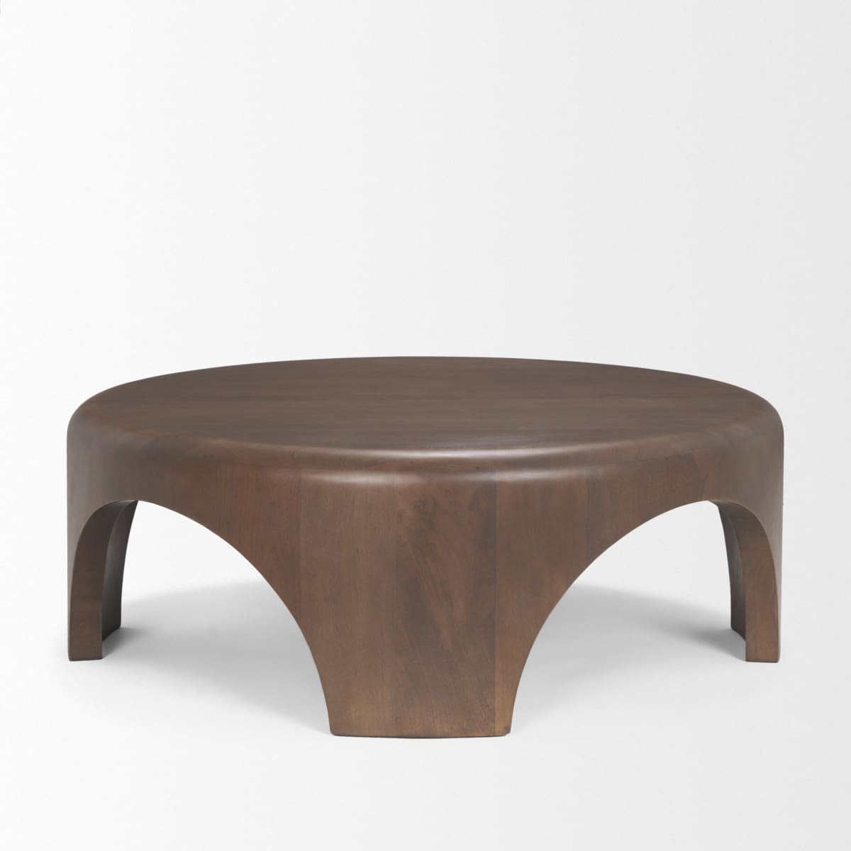 Shima Round Coffee Table Dark Brown Wood - coffee-tables