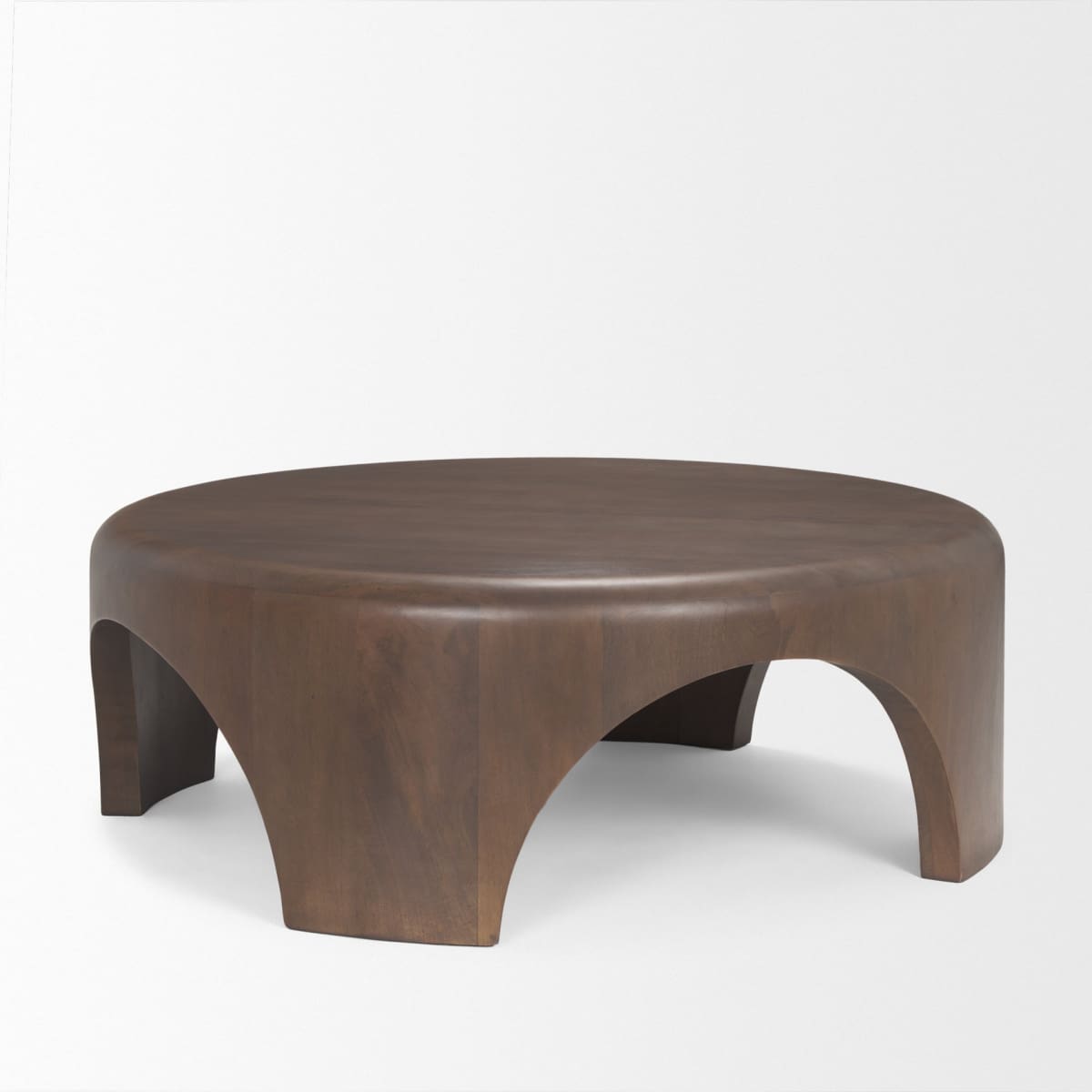 Shima Round Coffee Table Dark Brown Wood - coffee-tables