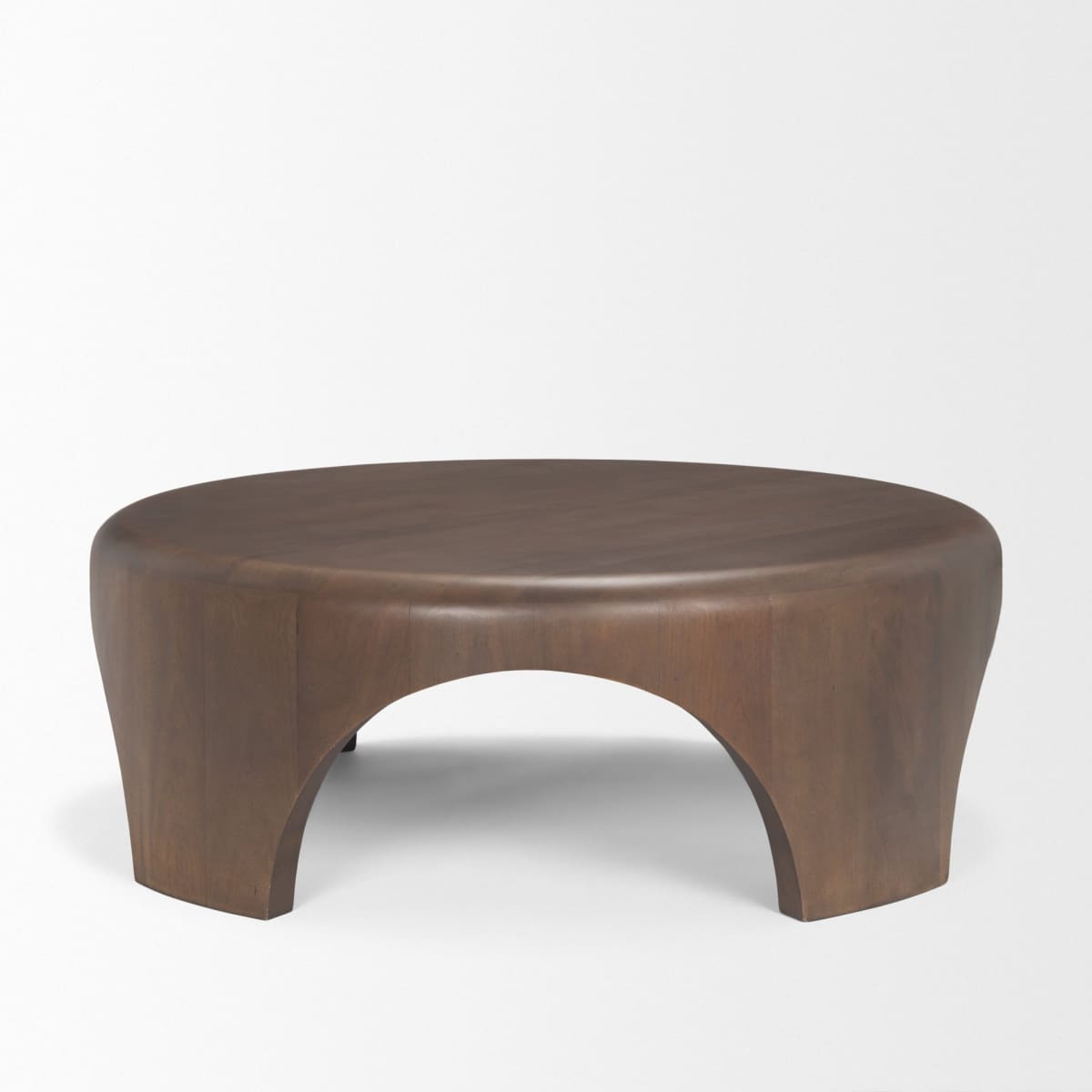 Shima Round Coffee Table Dark Brown Wood - coffee-tables