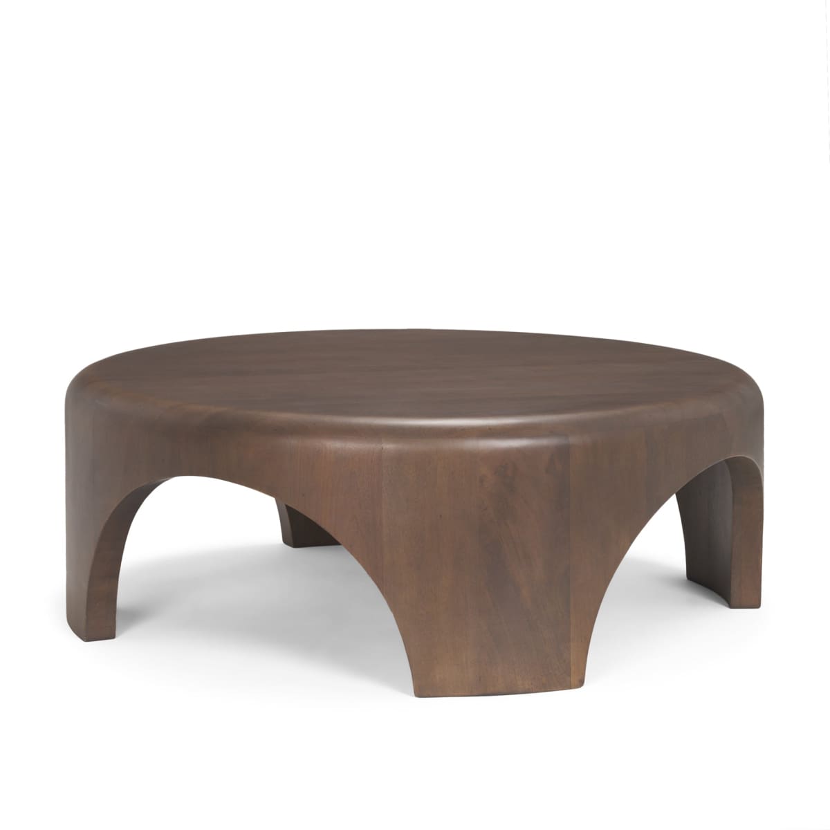 Shima Round Coffee Table Dark Brown Wood - coffee-tables