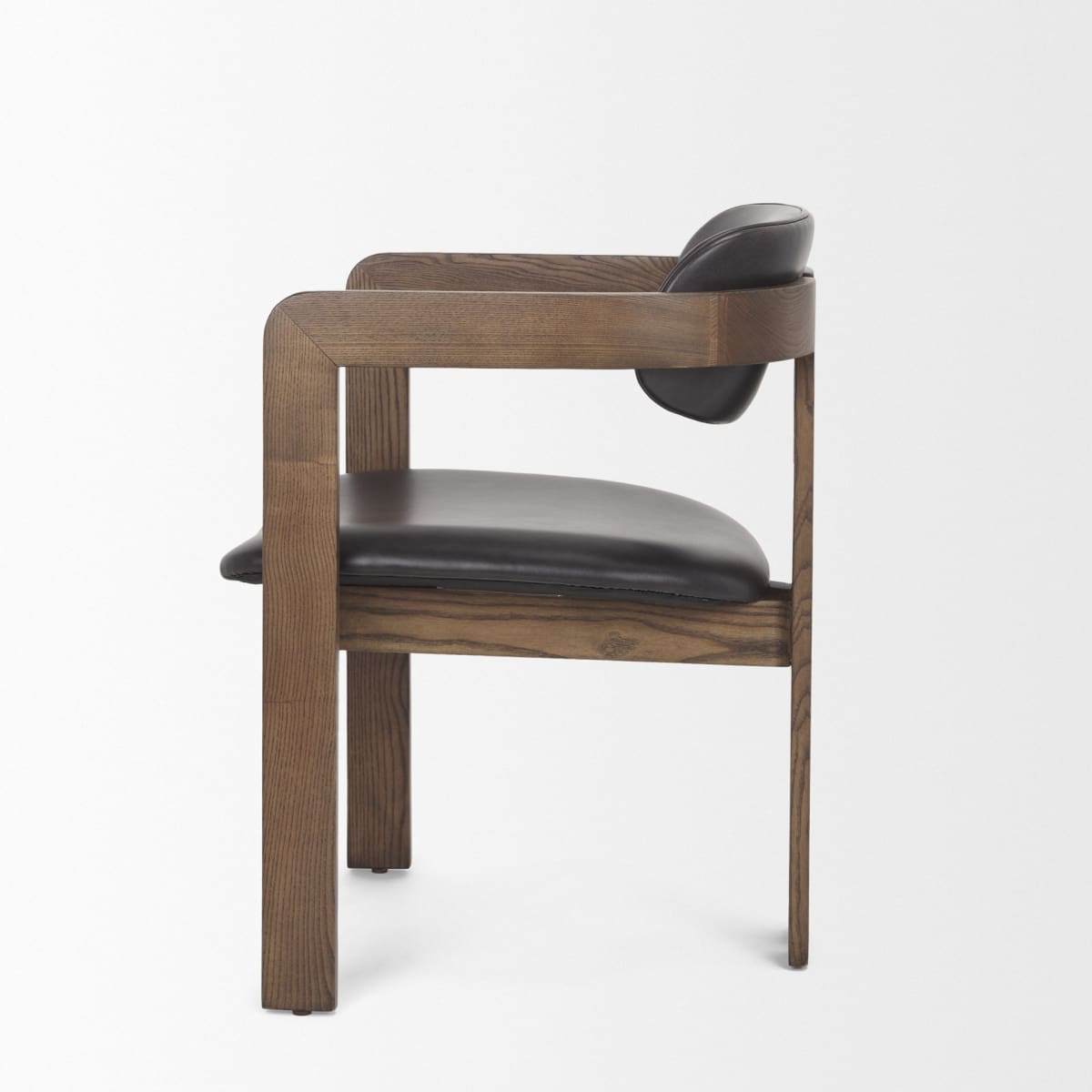 Shiro Dining Chair Black Leather | Dark Brown Wood - dining-chairs