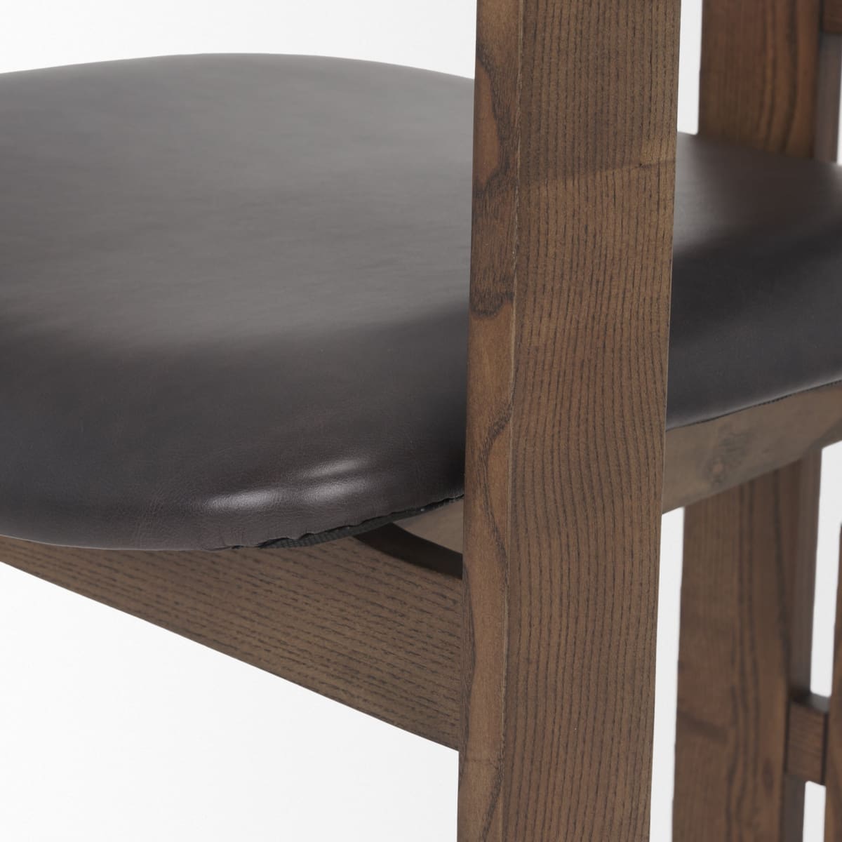 Shiro Dining Chair Black Leather | Dark Brown Wood - dining-chairs