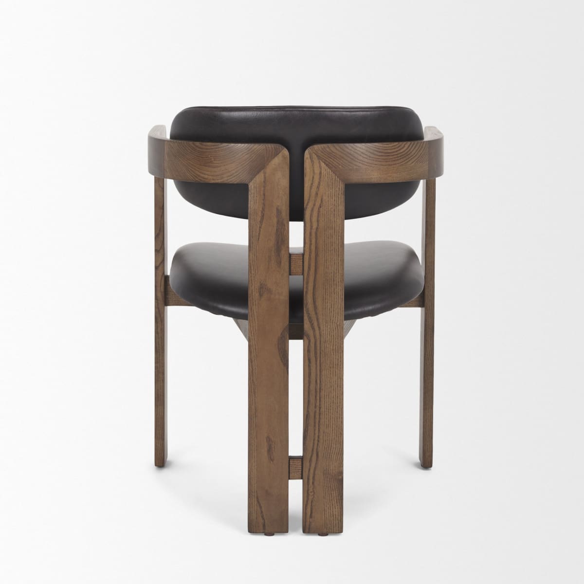 Shiro Dining Chair Black Leather | Dark Brown Wood - dining-chairs