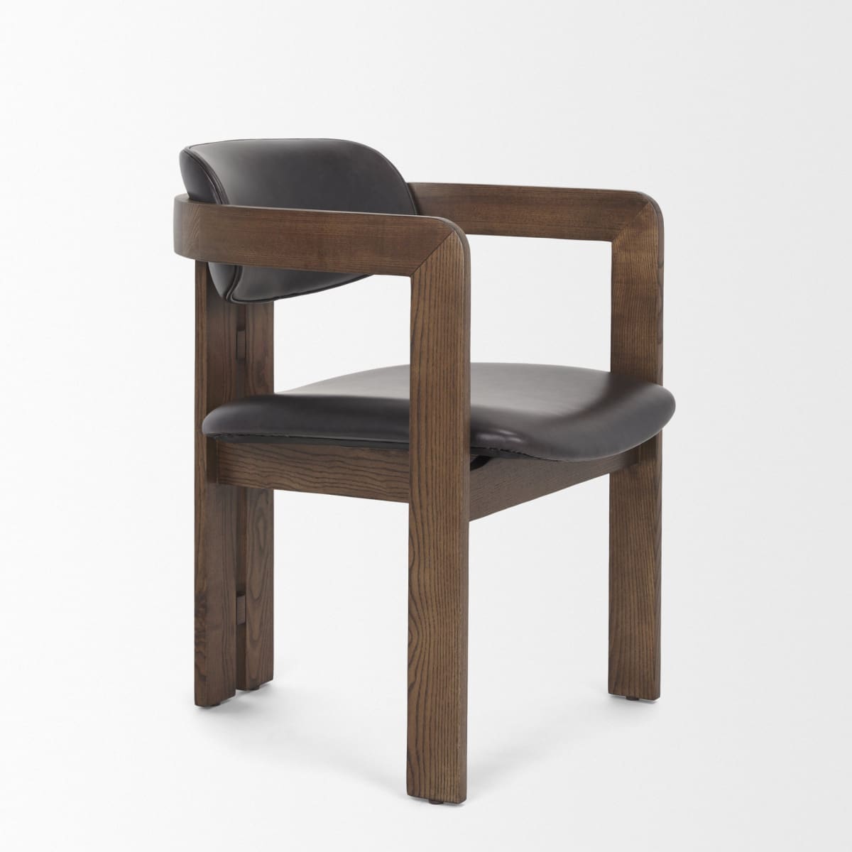 Shiro Dining Chair Black Leather | Dark Brown Wood - dining-chairs