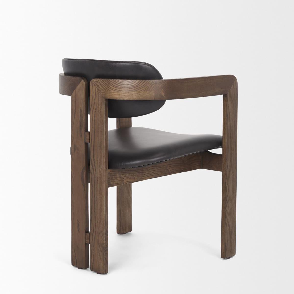 Shiro Dining Chair Black Leather | Dark Brown Wood - dining-chairs