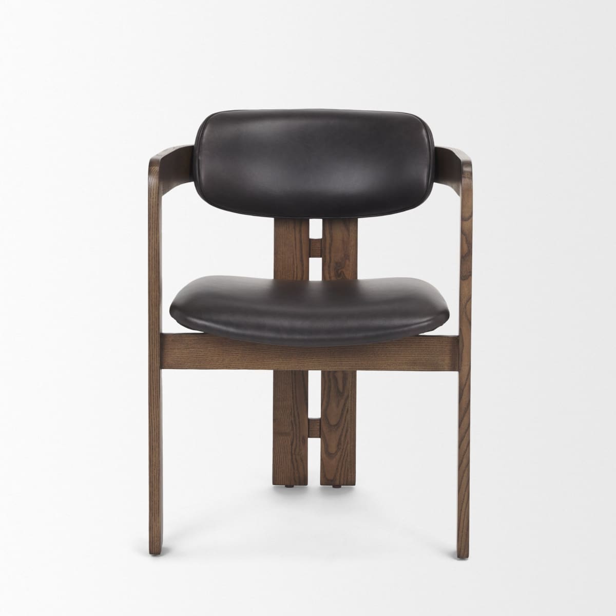 Shiro Dining Chair Black Leather | Dark Brown Wood - dining-chairs