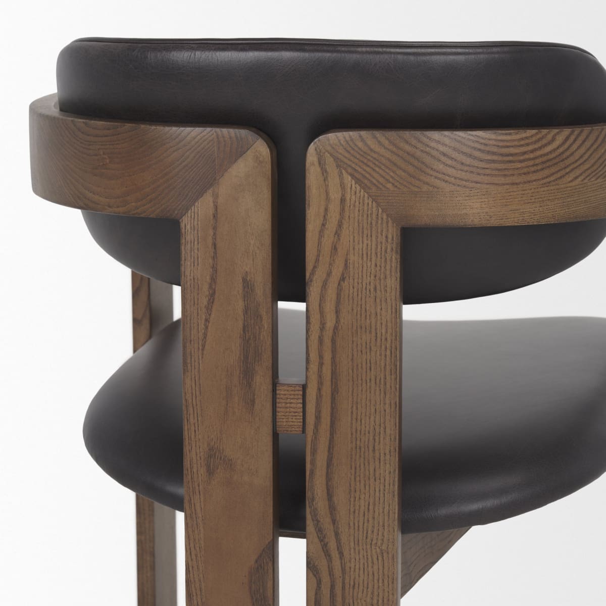 Shiro Dining Chair Black Leather | Dark Brown Wood - dining-chairs