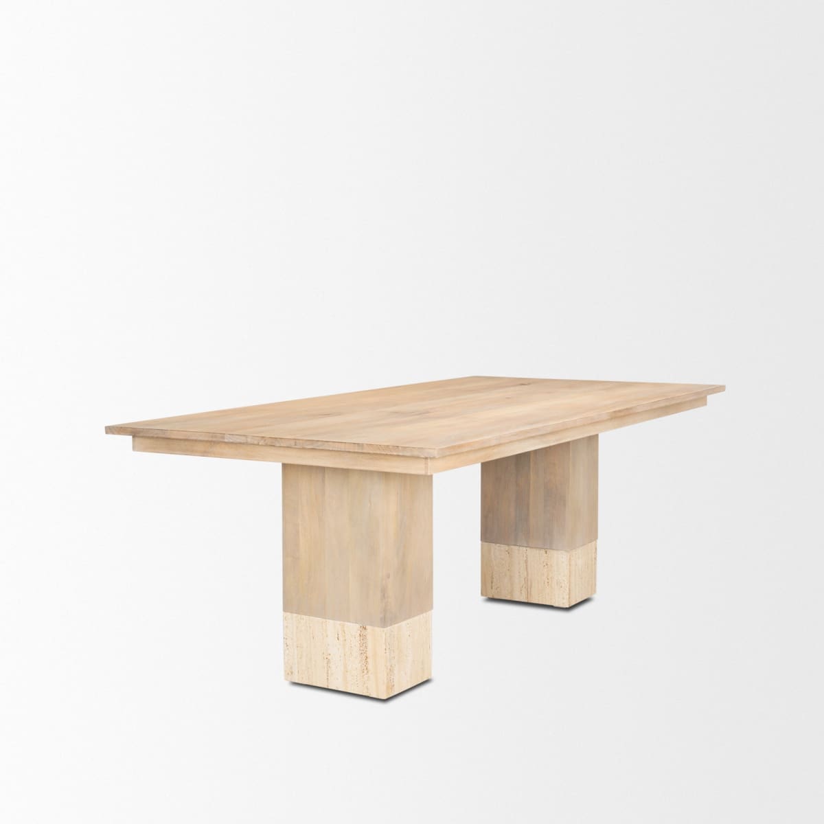 Shivon Dining Table Mango Wood | Travertine | 84’’ - dining-table