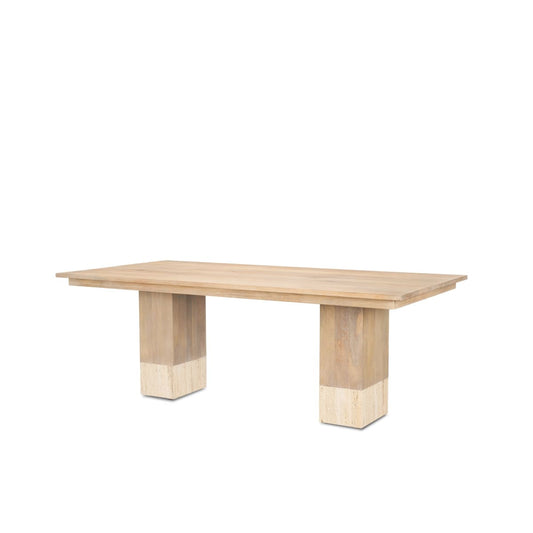 Shivon Dining Table Mango Wood | Travertine | 84’’ - dining-table