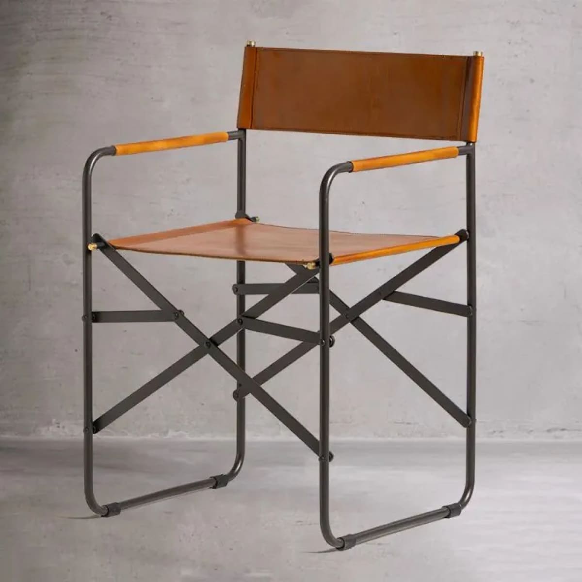 Sicily Dining Chair | Black Metal & Tan Leather - dining-chairs