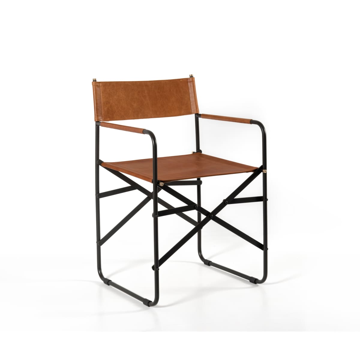Sicily Dining Chair | Black Metal & Tan Leather - dining-chairs