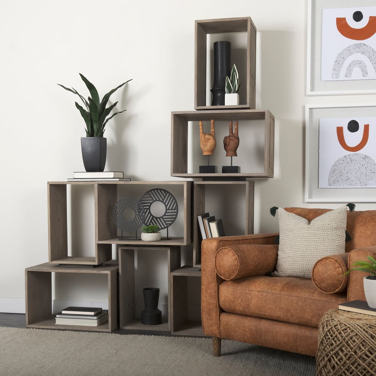 Simul Shelving Unit Light Brown Wood - shelving