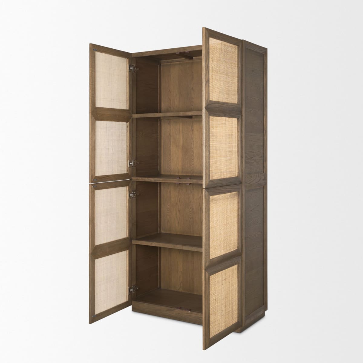 Sina Curio Cabinet Brown Wood | Natural Rattan - cabinets