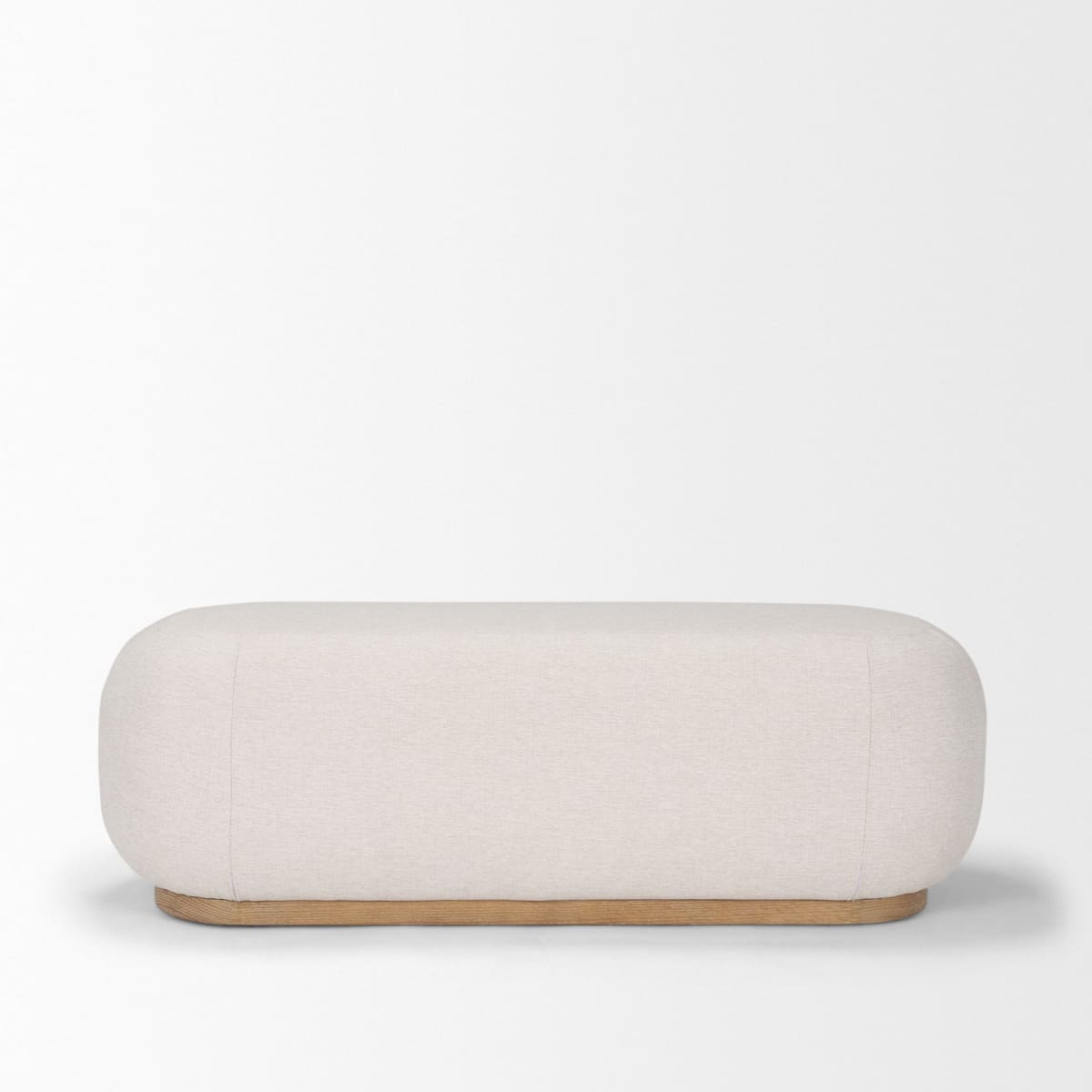 Siren Bench Cream Fabric | Light Brown Wood - benches