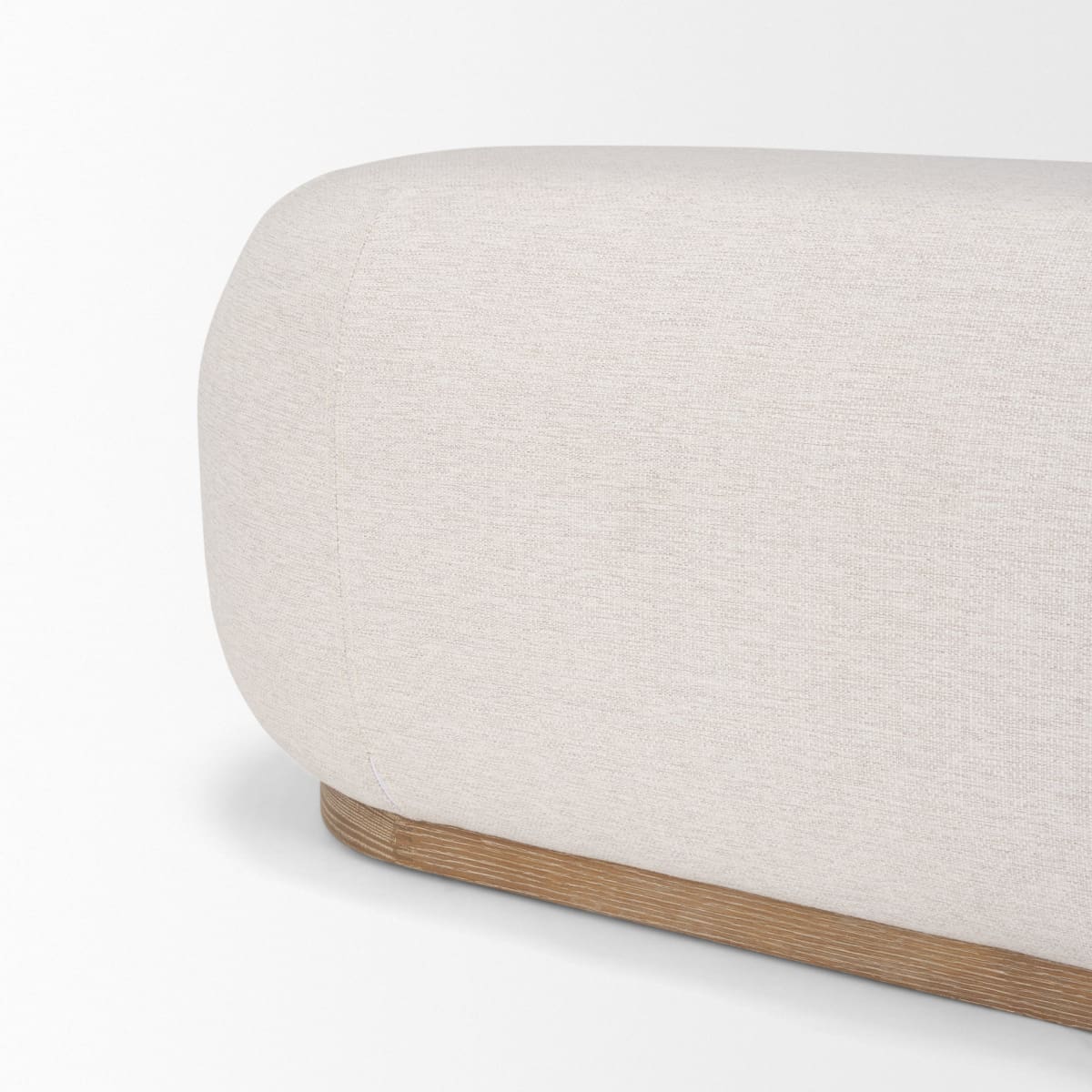 Siren Bench Cream Fabric | Light Brown Wood - benches