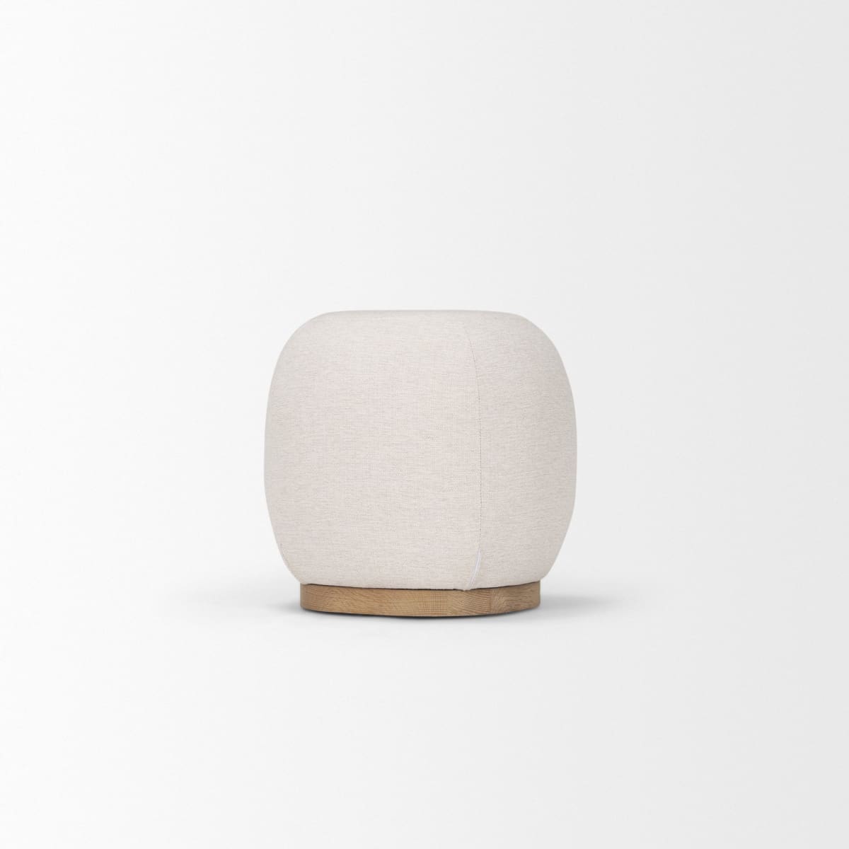 Siren Stool Cream Fabric | Light Brown Wood - poufs