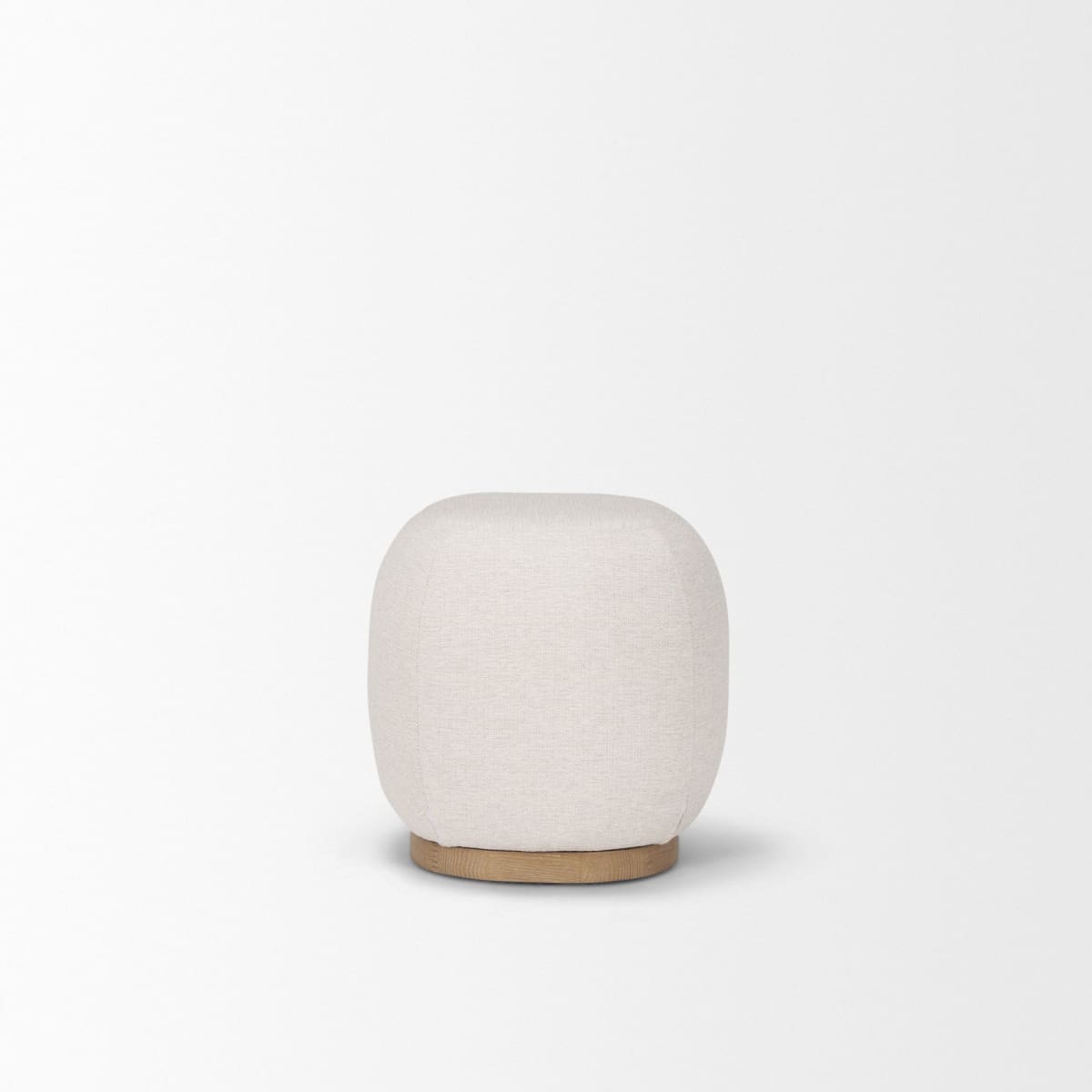 Siren Stool Cream Fabric | Light Brown Wood - poufs