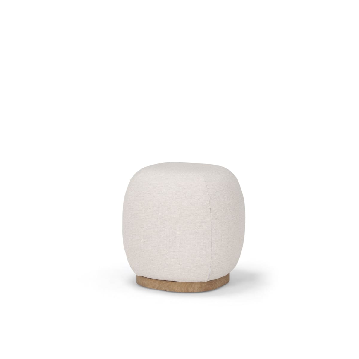 Siren Stool Cream Fabric | Light Brown Wood - poufs