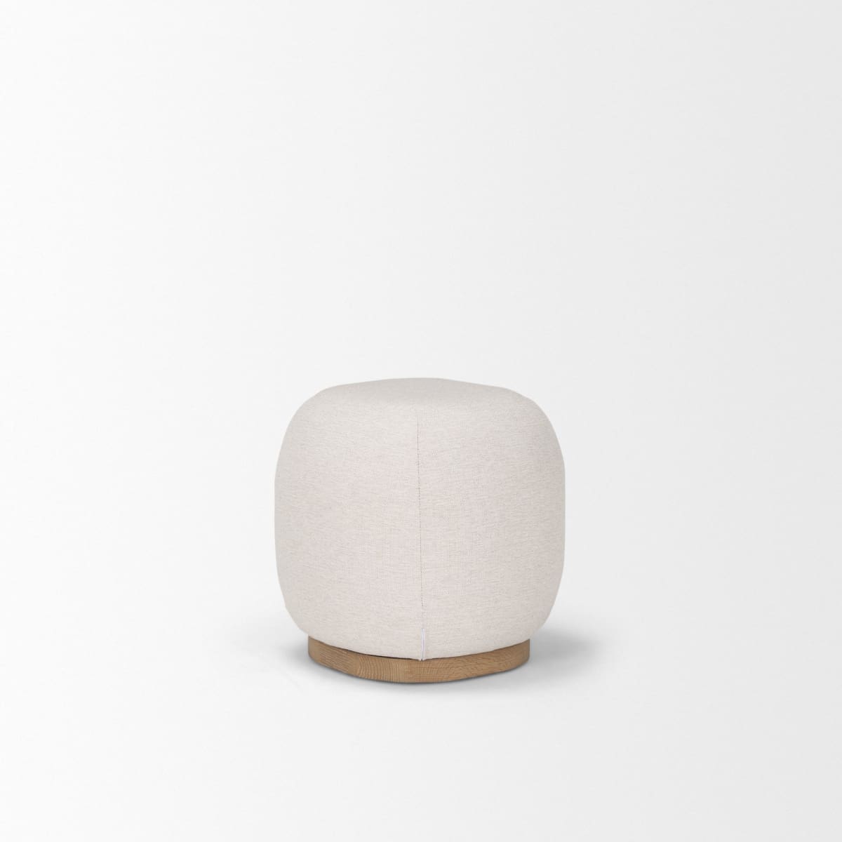 Siren Stool Cream Fabric | Light Brown Wood - poufs