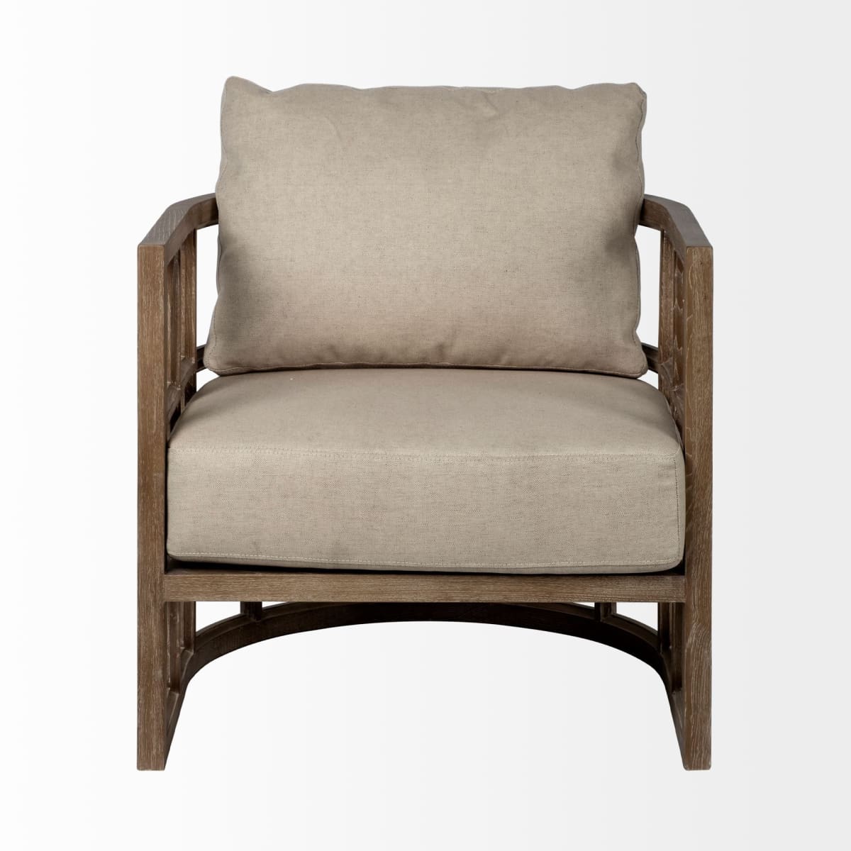 Skylar Accent Chair Tan Fabric | Brown Wood - accent-chairs