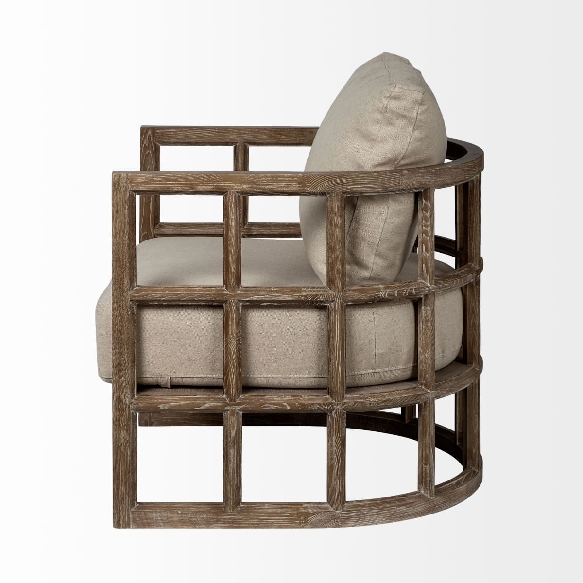 Skylar Upholstered Accent Chair Tan Fabric | Brown Wood - accent-chairs