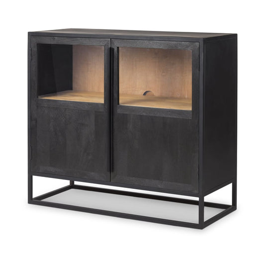 Sloan Accent Cabinet Black & Brown Wood | Black Metal - acc-chest-cabinets