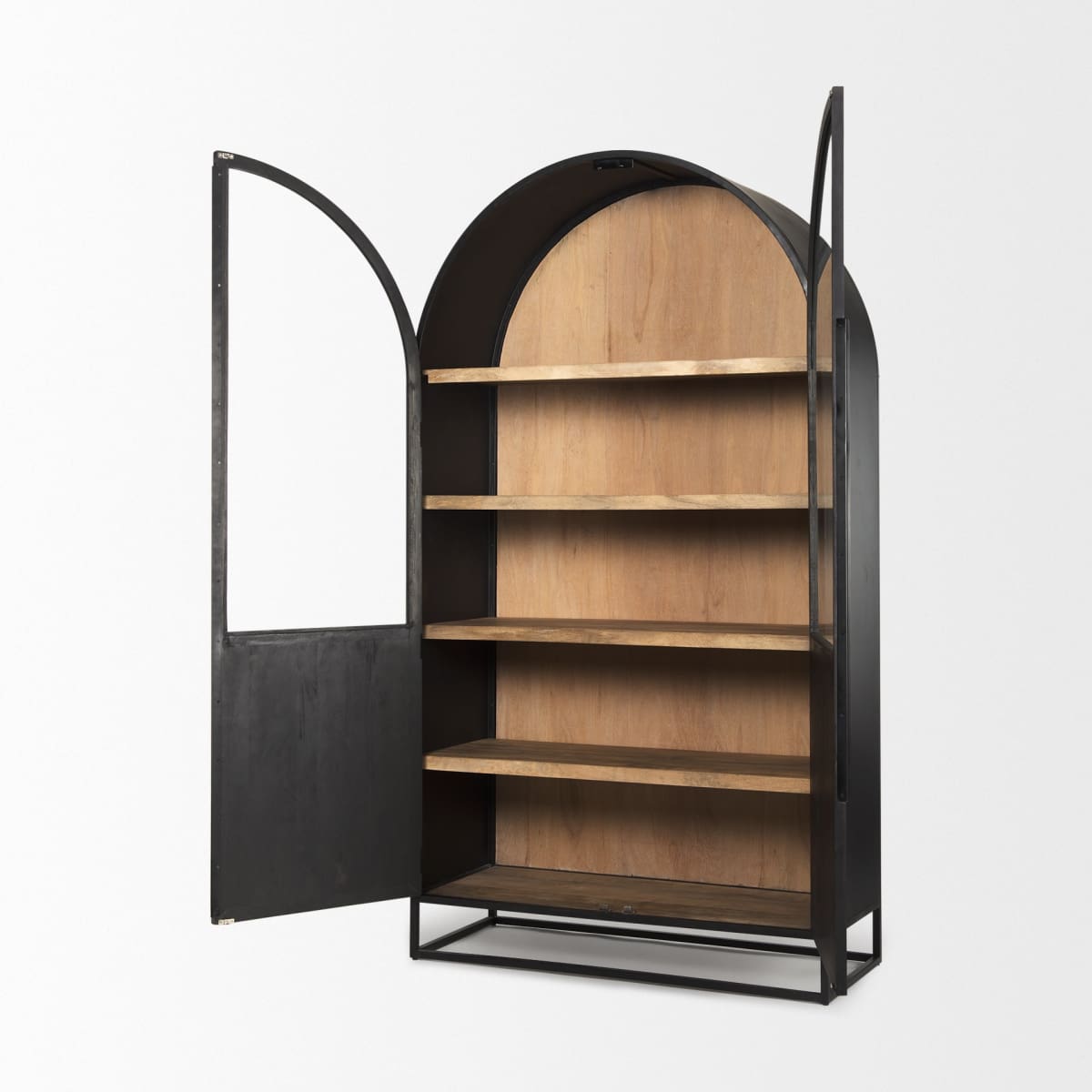 Sloan Curio Cabinet Black & Brown Wood | Black Metal - cabinets