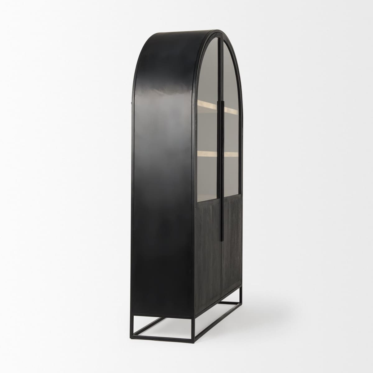 Sloan Curio Cabinet Black & Brown Wood | Black Metal - cabinets