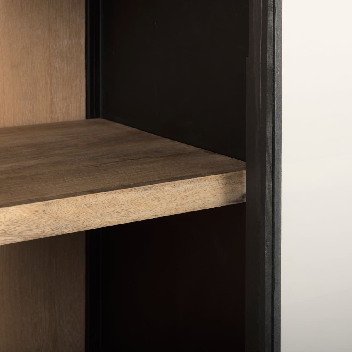 Sloan Curio Cabinet Black & Brown Wood | Black Metal - cabinets