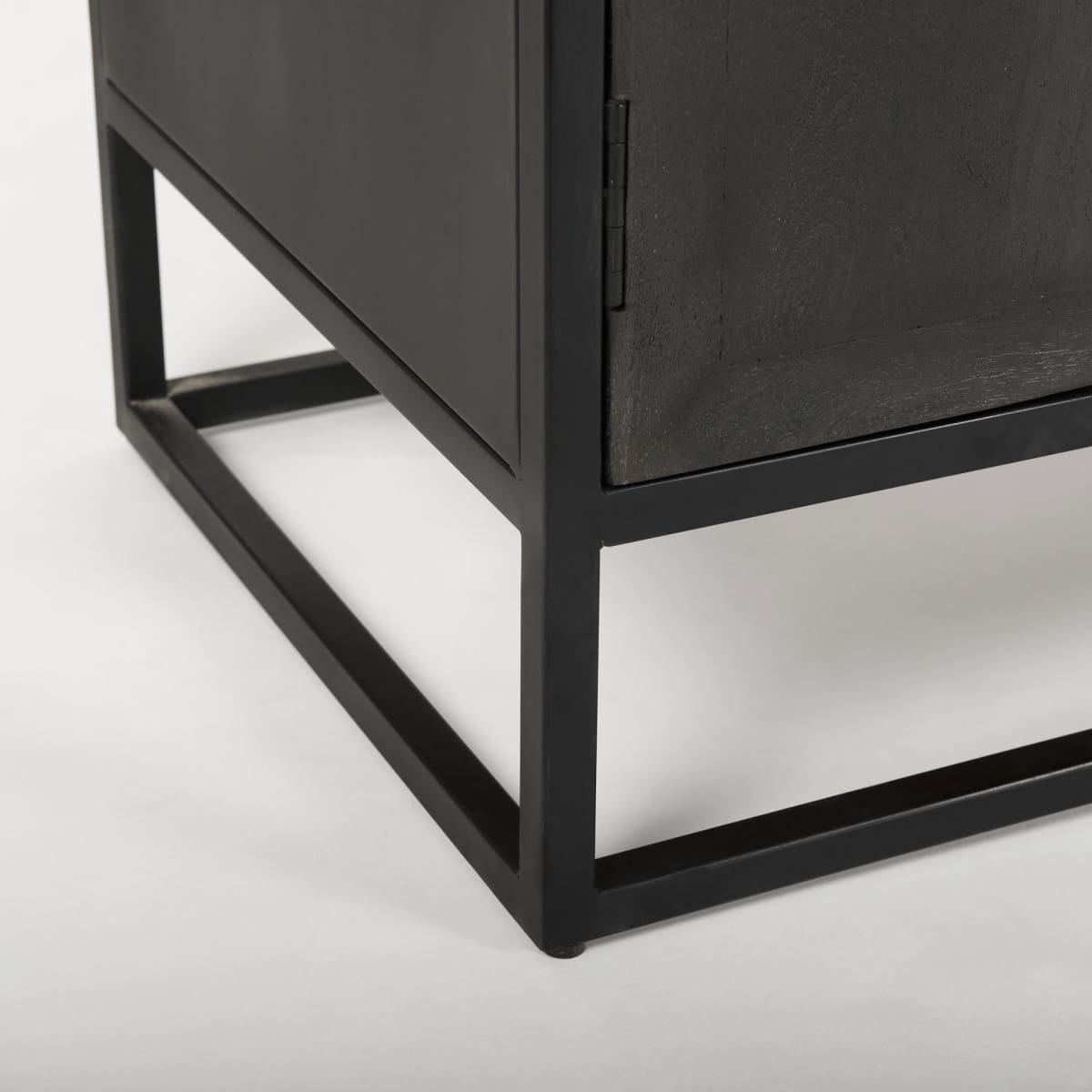 Sloan Curio Cabinet Black & Brown Wood | Black Metal - cabinets