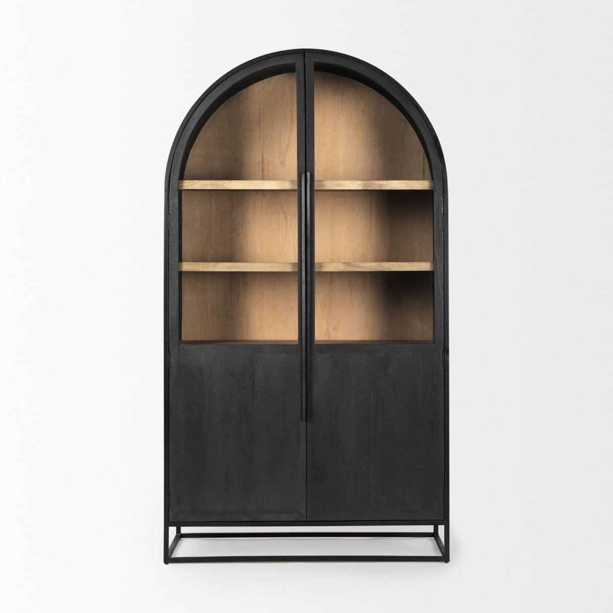 Sloan Curio Cabinet Black & Brown Wood | Black Metal - cabinets