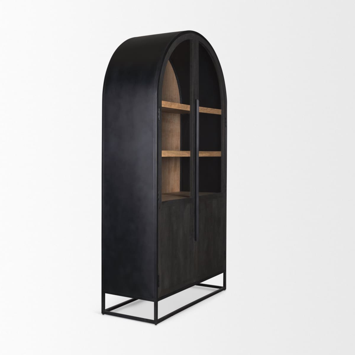 Sloan Curio Cabinet Black Wood | Black Metal | 80’’H - cabinets