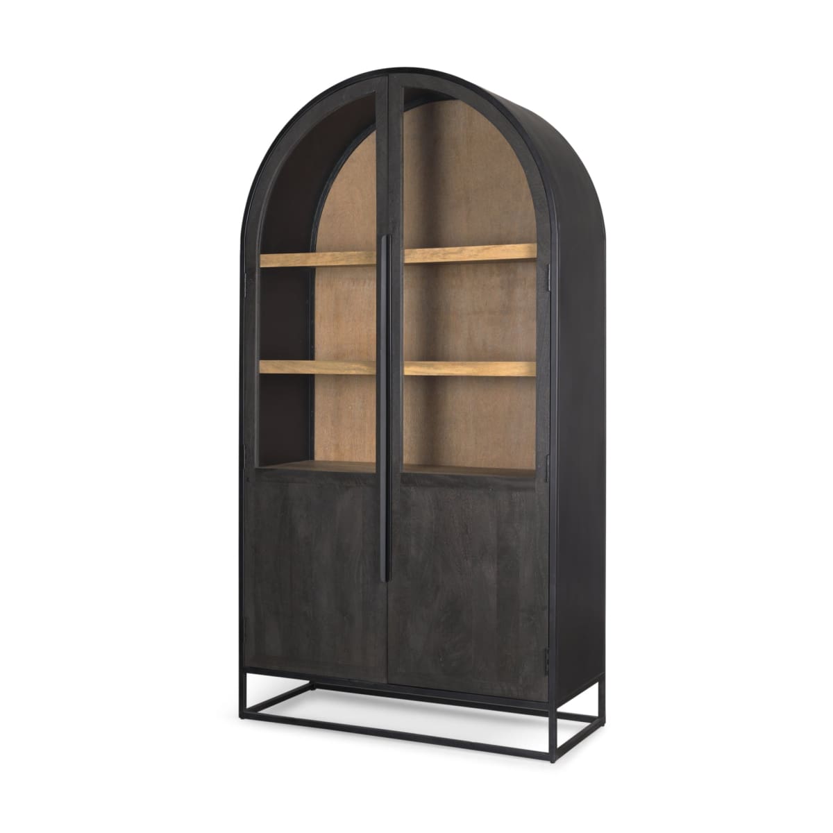 Sloan Curio Cabinet Black Wood | Black Metal | 80’’H - cabinets