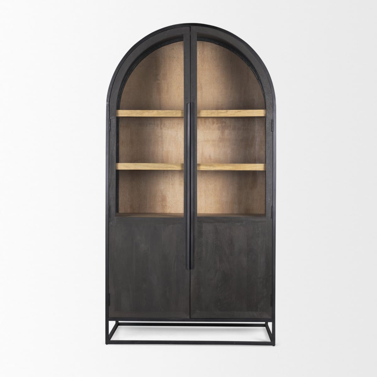 Sloan Curio Cabinet Black Wood | Black Metal | 80’’H - cabinets