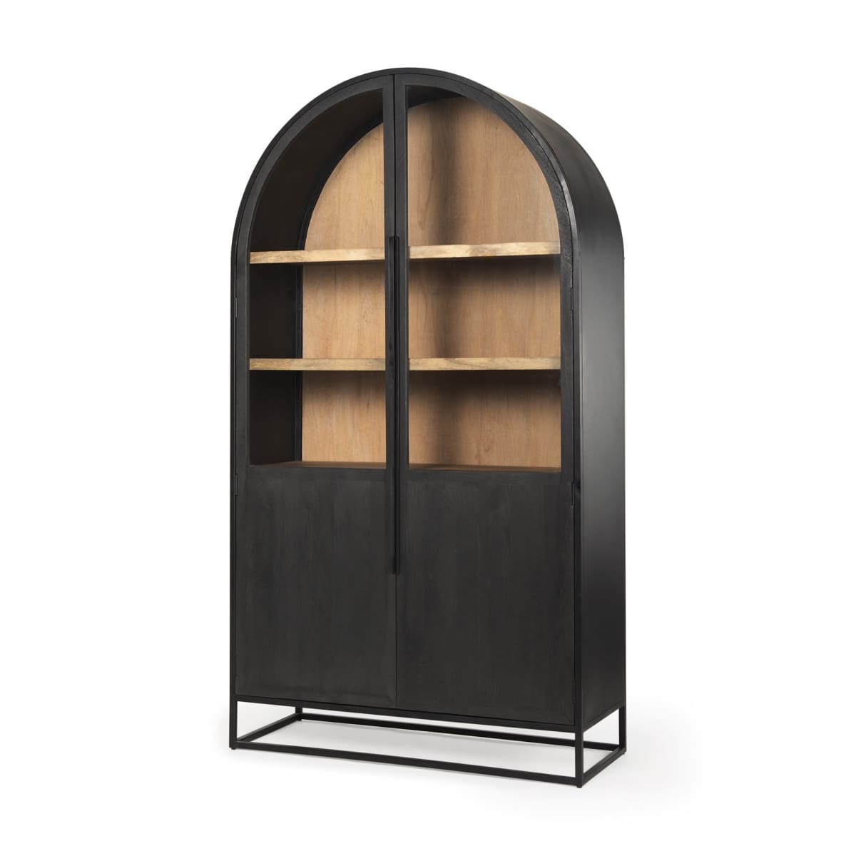 Sloan Curio Cabinet Black Wood | Black Metal - cabinets